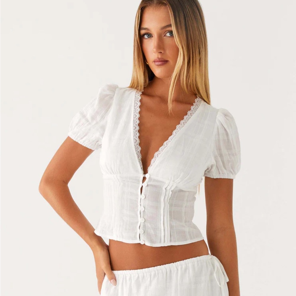 Peppermayo Sweet Lullaby Button up White Shirt